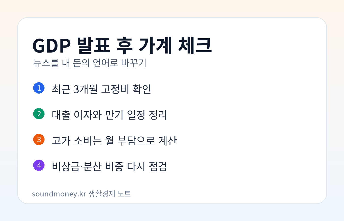 GDP 발표 후 가계 점검 체크리스트