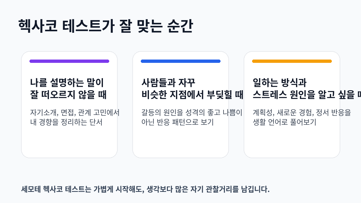헥사코 테스트가 잘 맞는 순간