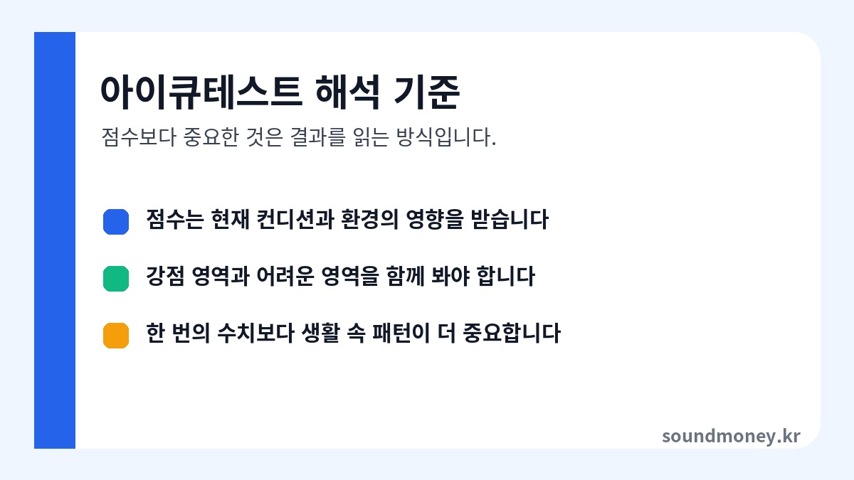 아이큐테스트 해석 기준 이미지