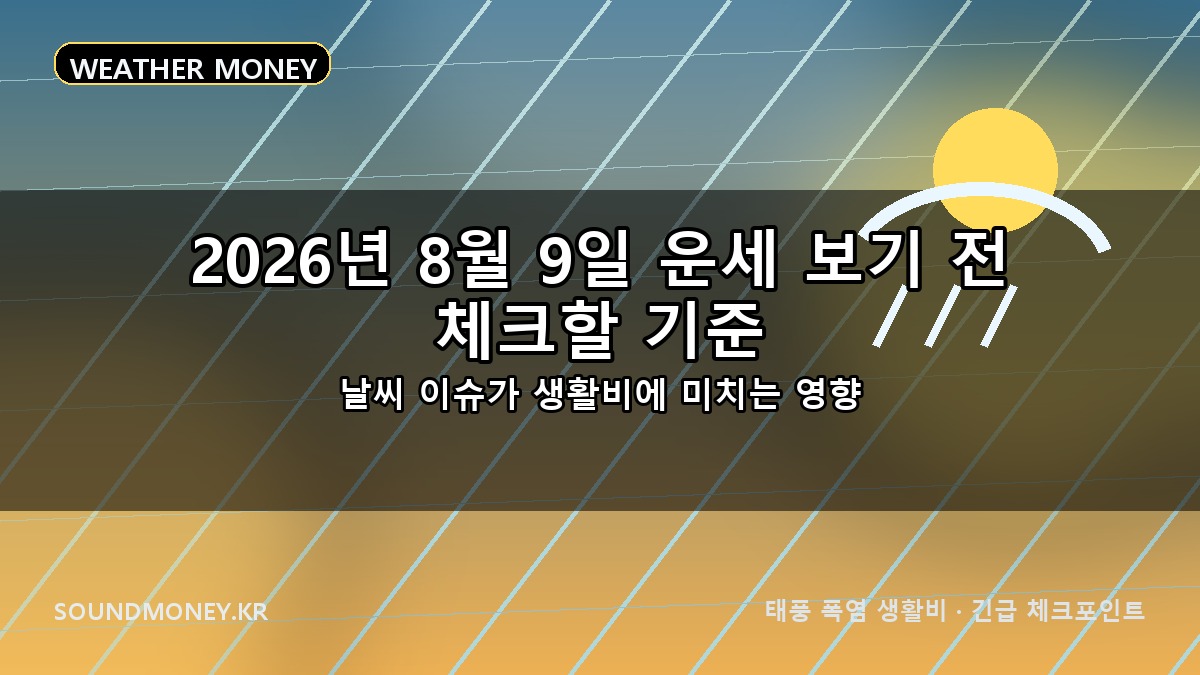 2026년 8월 9일 운세 보기 전 체크할 기준 대표이미지 - 태풍 폭염 생활비 긴급 체크포인트