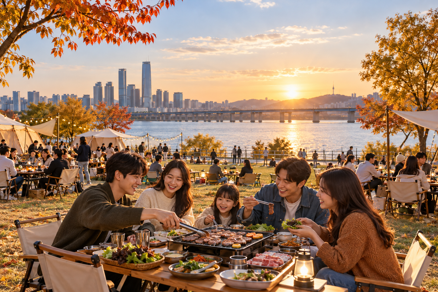 2026 서울 바비큐 페스티벌이 열리는 한강변 가을 캠핑장 풍경