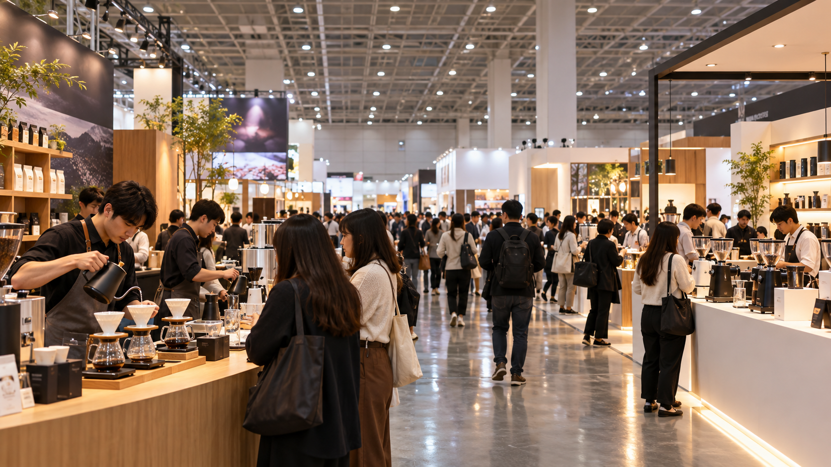 2026 서울카페쇼 코엑스 전시장에서 커피 장비와 원두 부스를 둘러보는 관람객